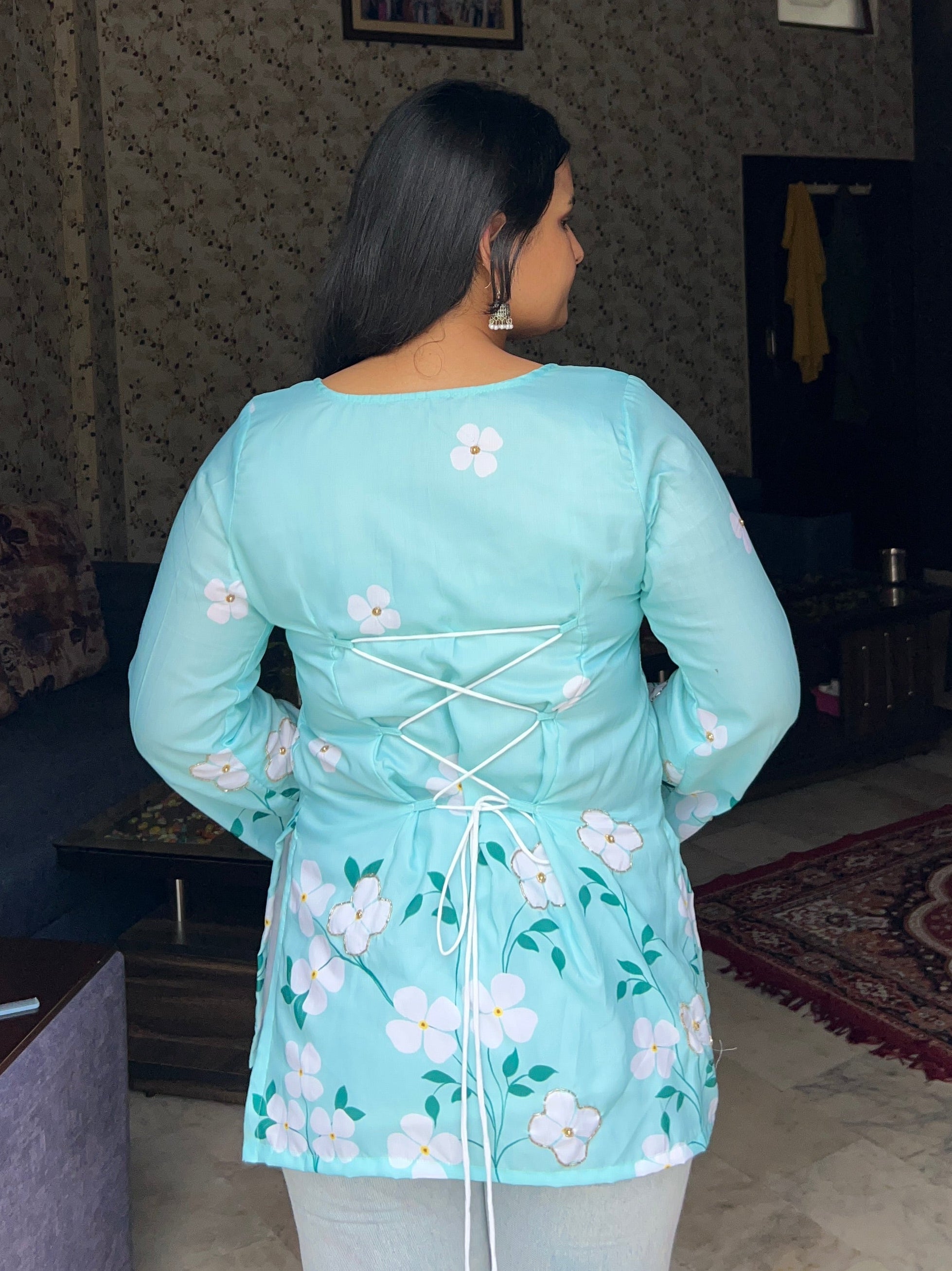 Floral blue kurti🩵