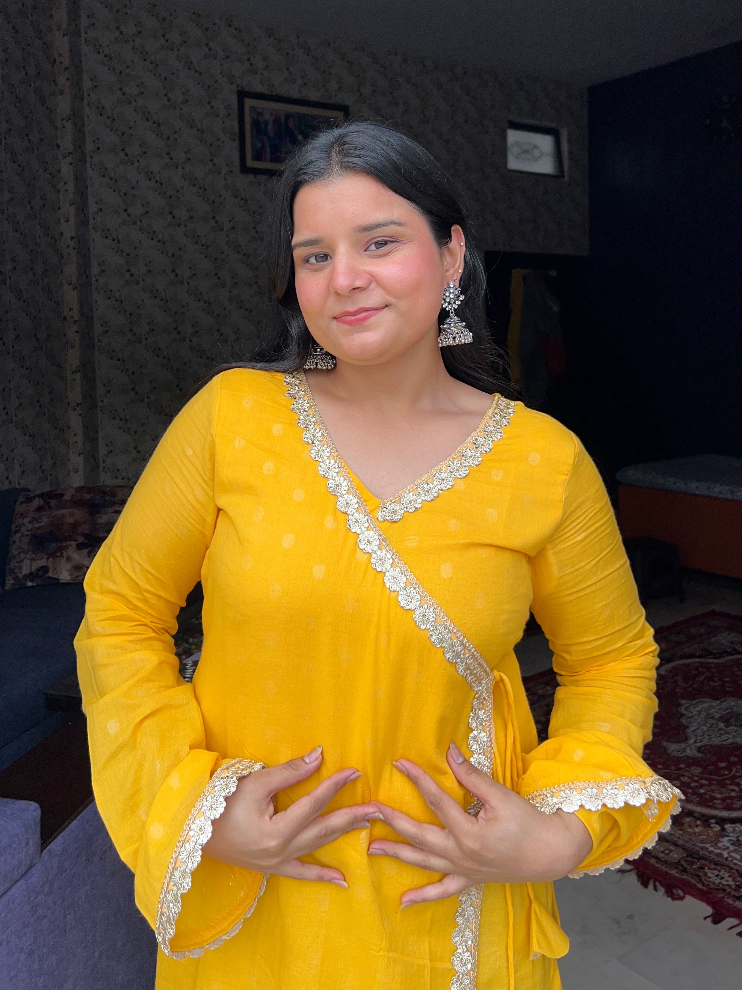 Yellow angarkha kurti 🌙