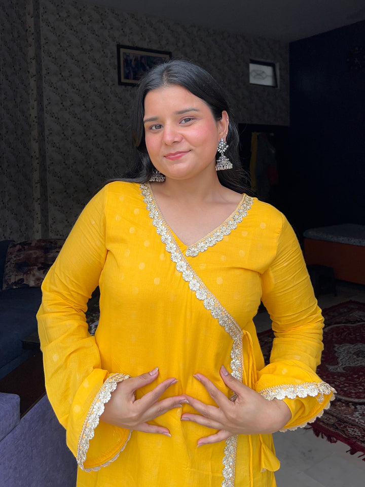 Yellow angarkha kurti 🌙