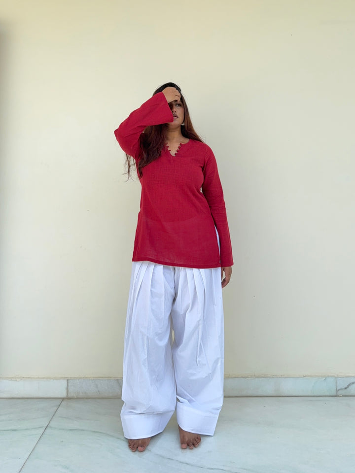Plain white Farshi Salwar