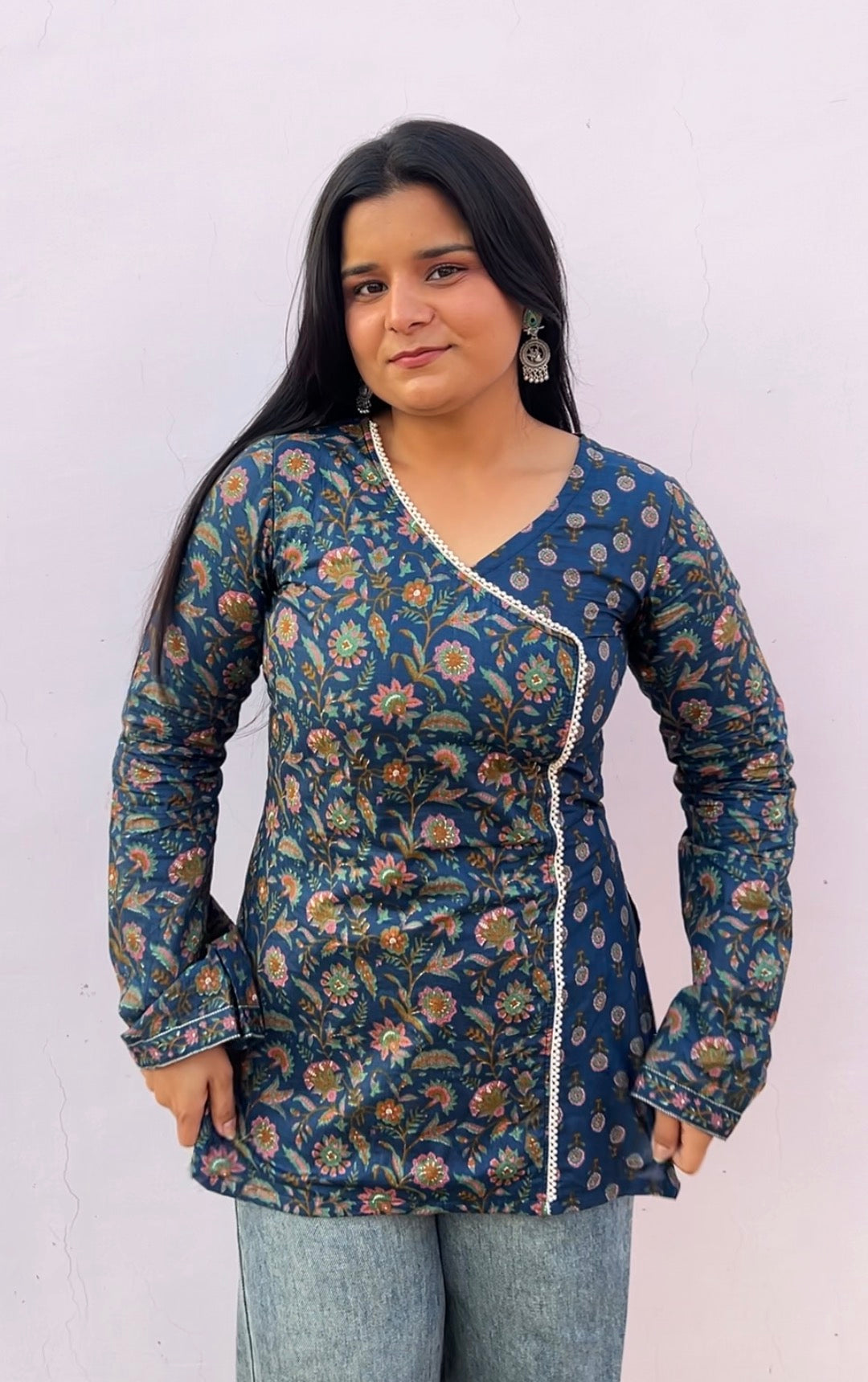Angarkha pattern corset back kurti 🤍