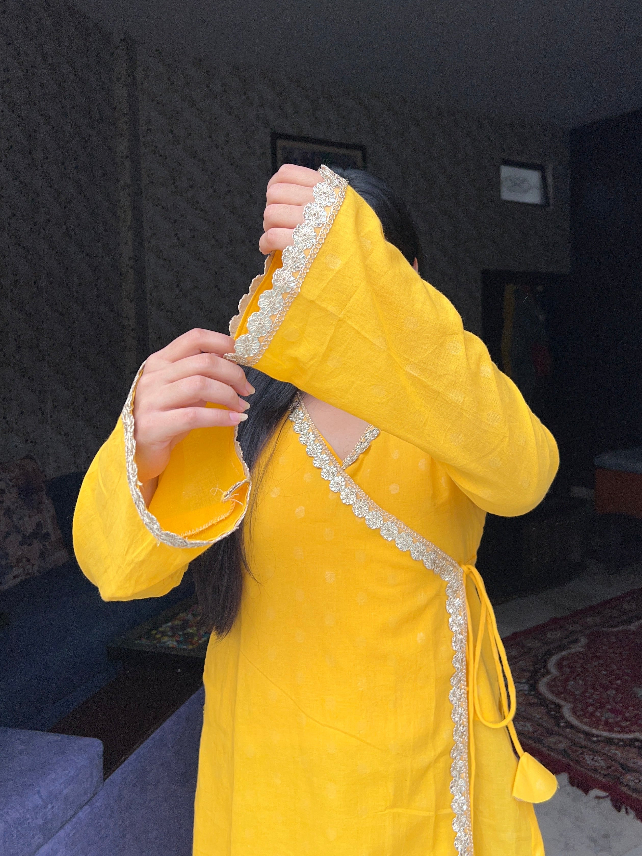 Yellow angarkha kurti 🌙