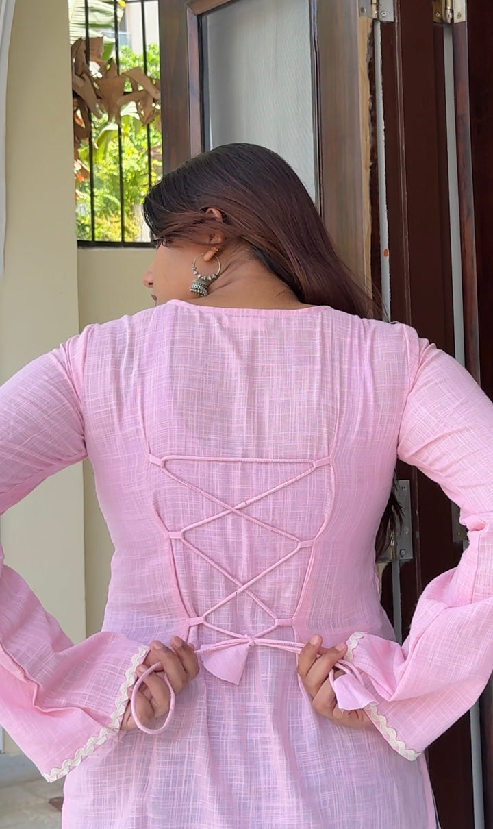 Pink corset back kurti 🌷