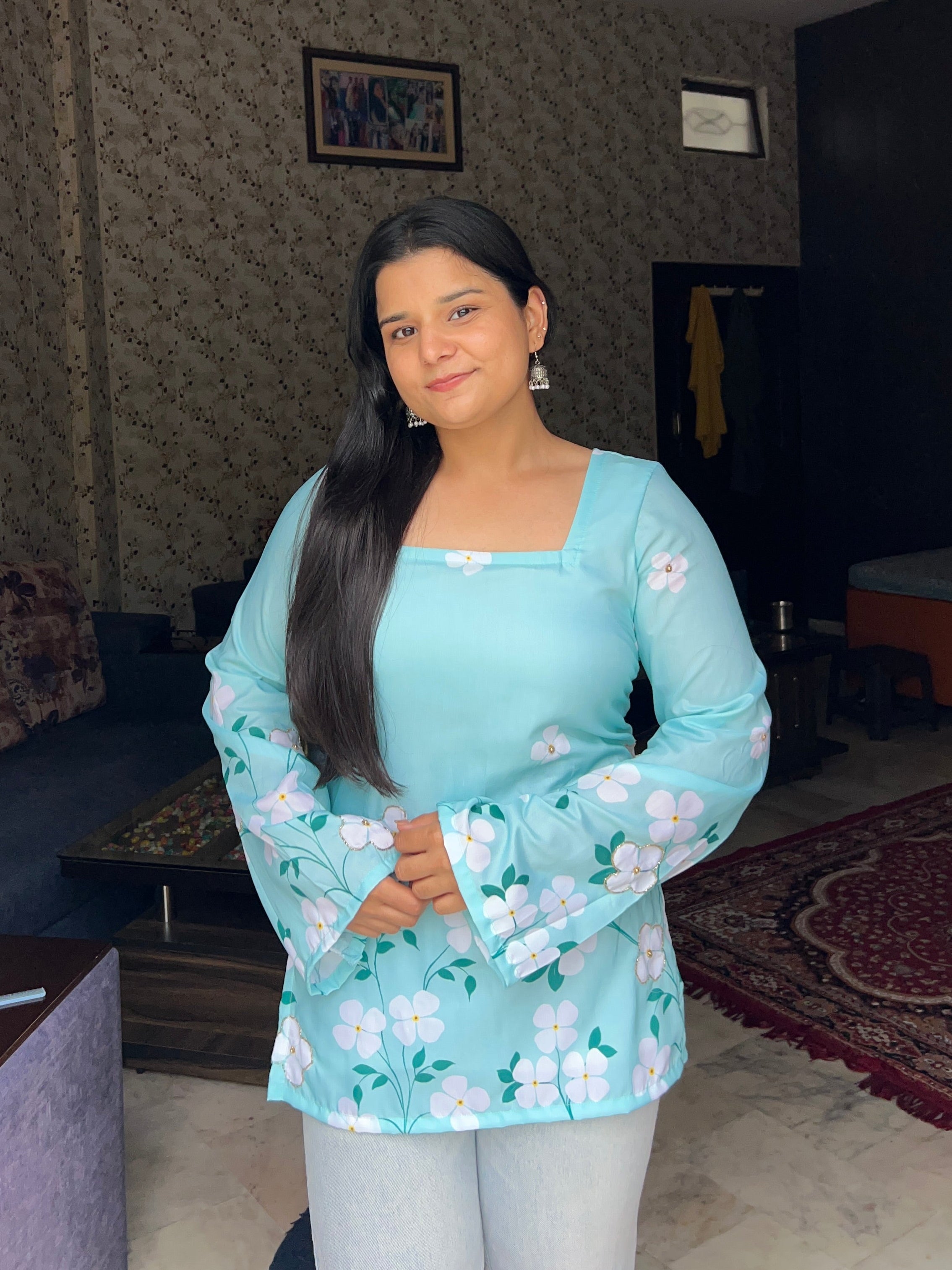 Floral blue kurti🩵