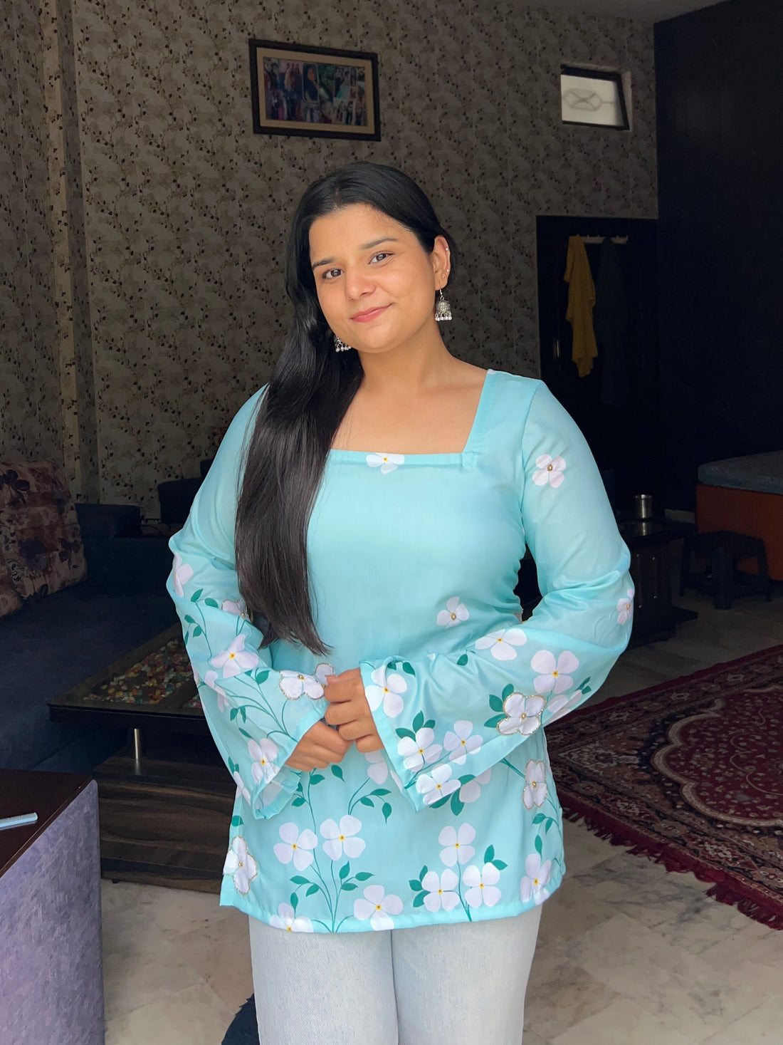 Floral blue kurti🩵