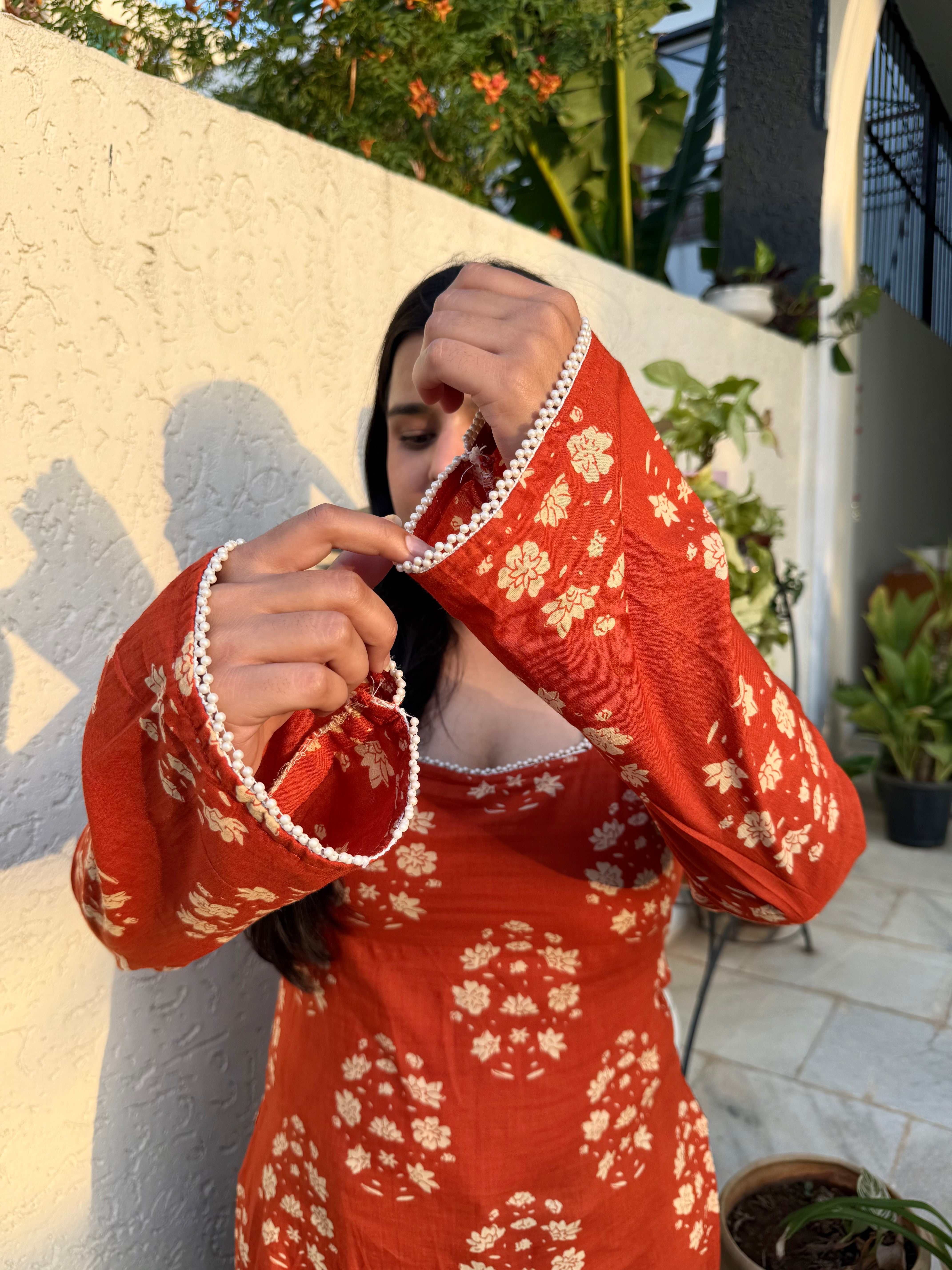 Orange corset back kurti 🧡