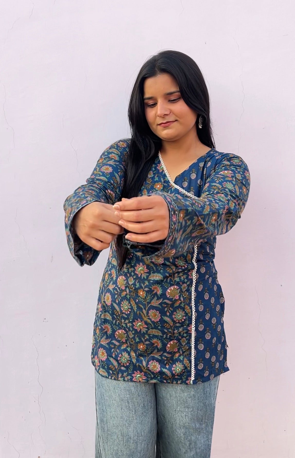 Angarkha pattern corset back kurti 🤍