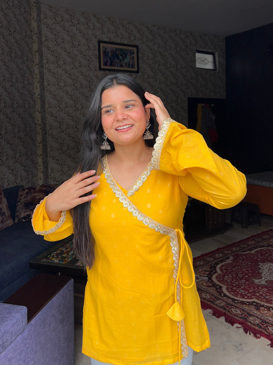Yellow angarkha kurti 🌙