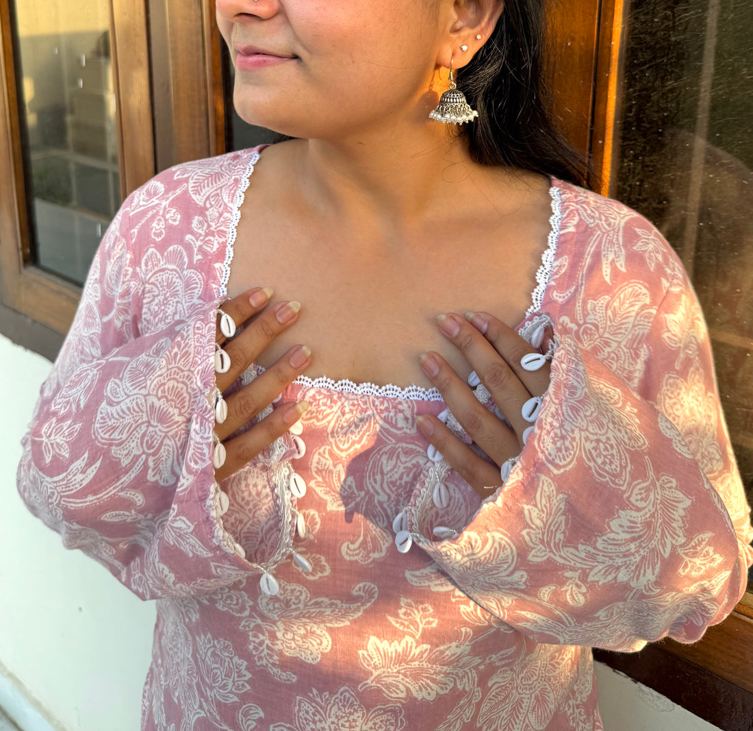 Corset back kurti with shell work 🤍