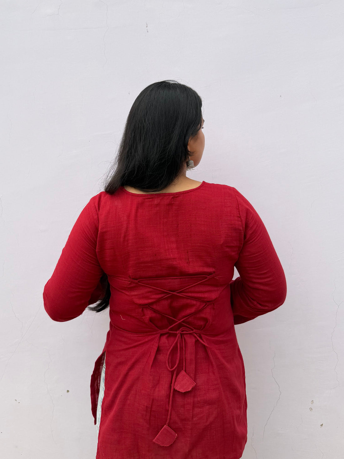 RED CORSET BACK KURTI 🍒
