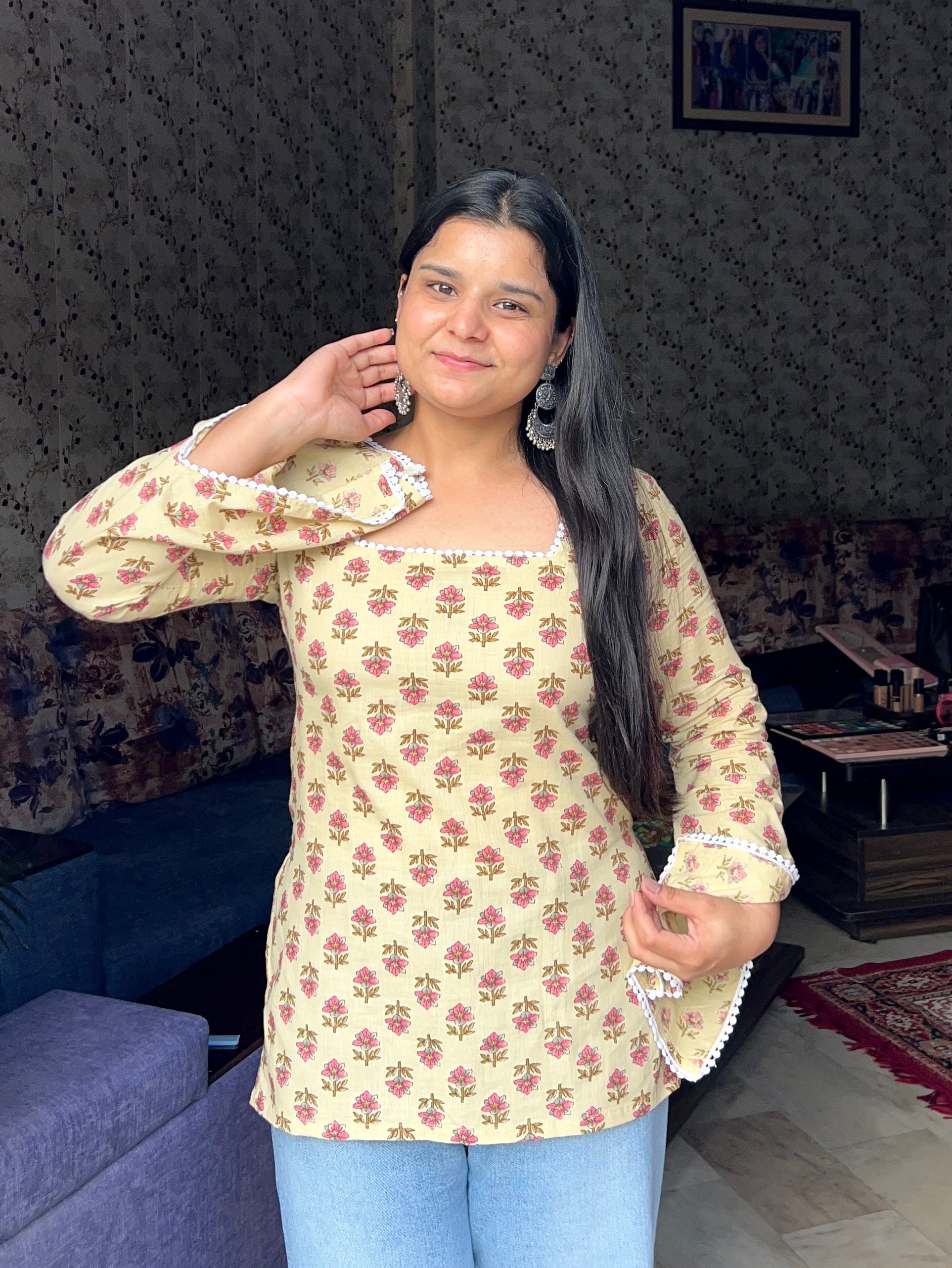 Flared sleeves kurti✨