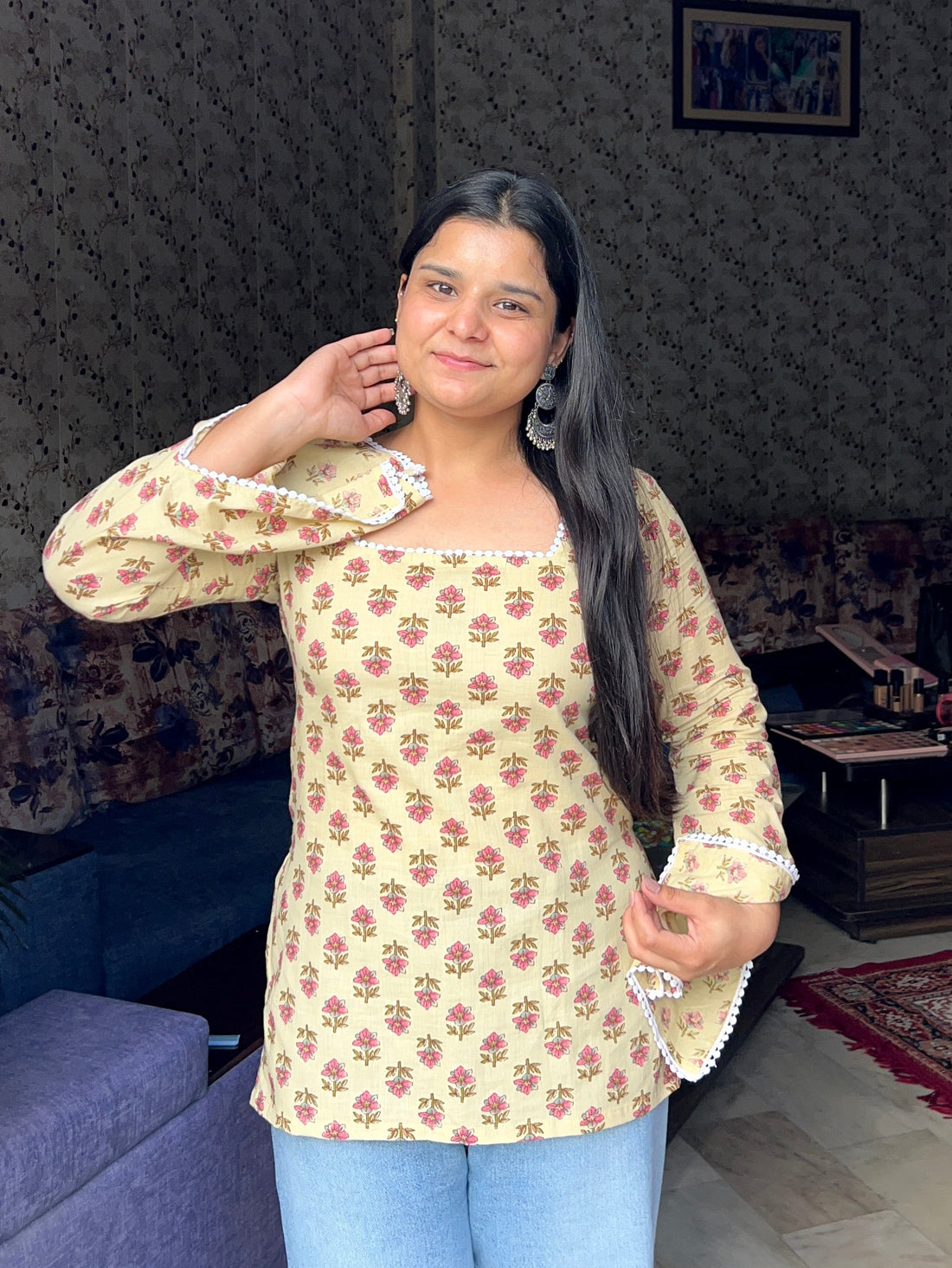 Flared sleeves kurti✨