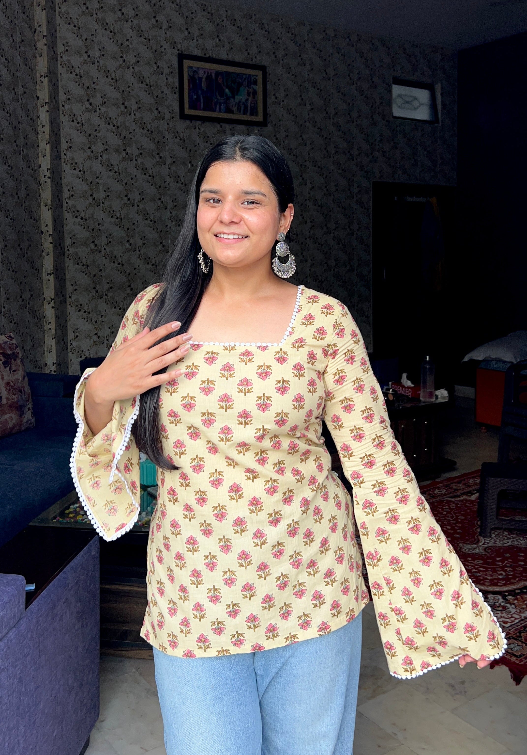 Flared sleeves kurti✨
