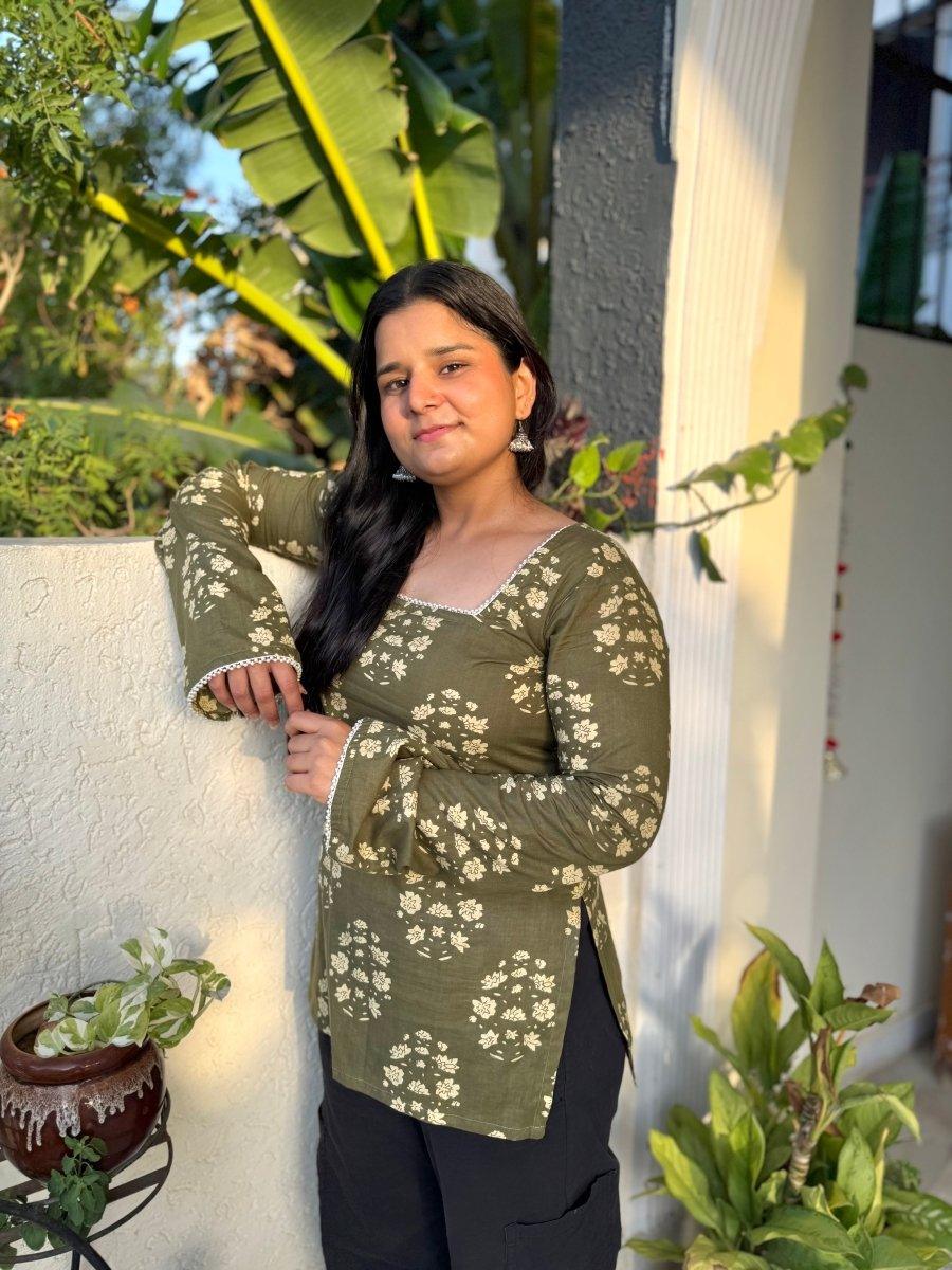Green corset back kurti 🥝 - Label Gulvi