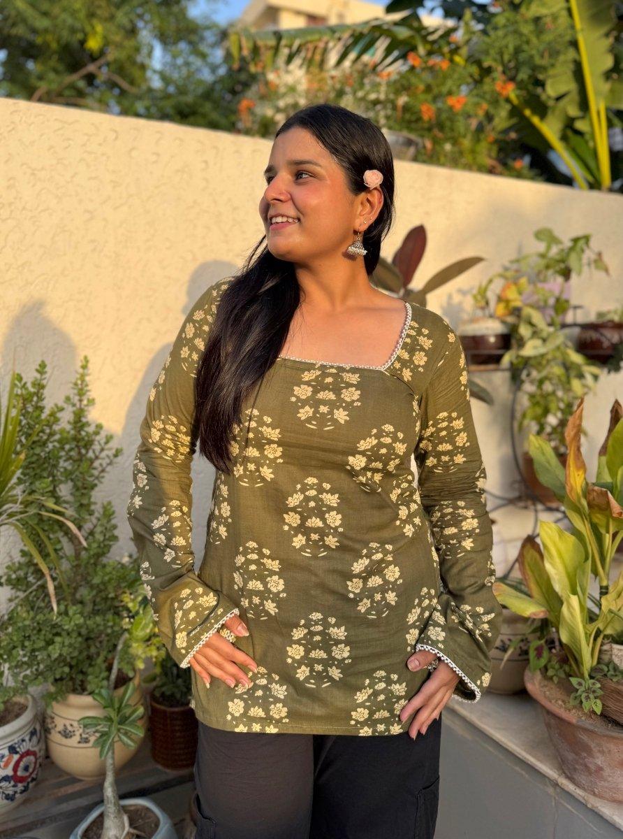 Green corset back kurti 🥝 - Label Gulvi