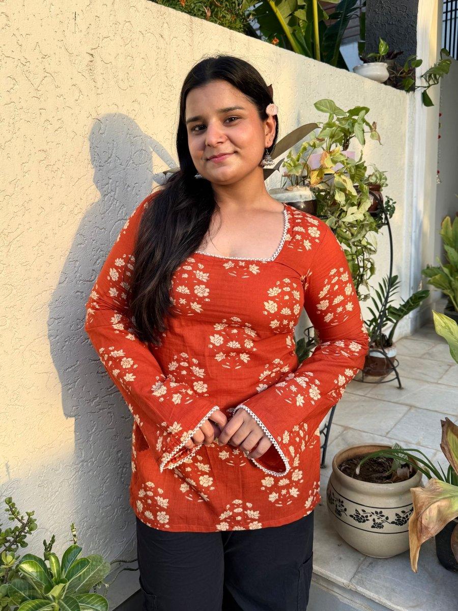 Orange corset back kurti 🧡 - Label Gulvi