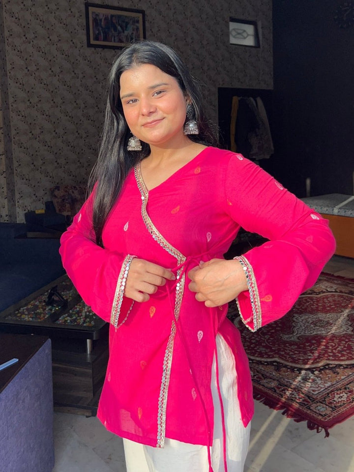 Pink angarkha kurti 💕 - Label Gulvi
