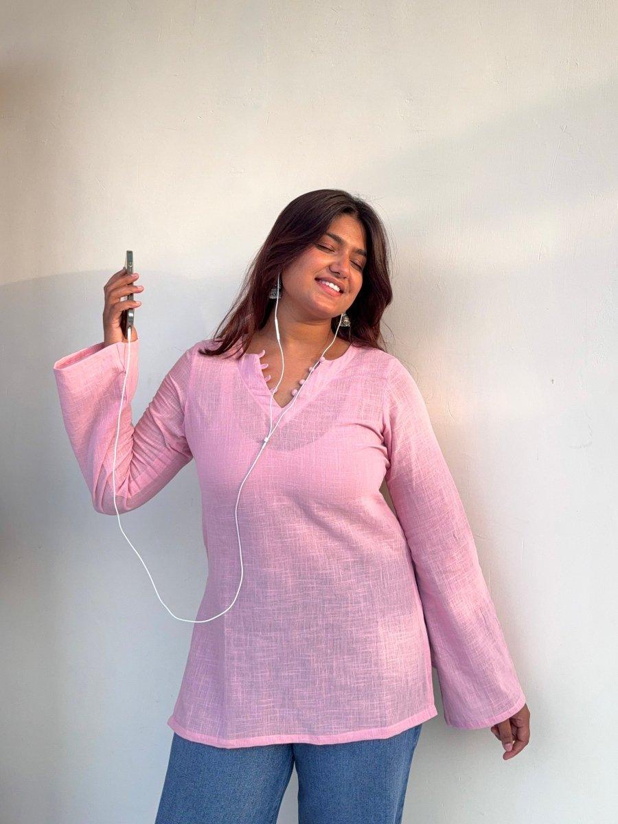 Plain pink kurti 💕 - Label Gulvi