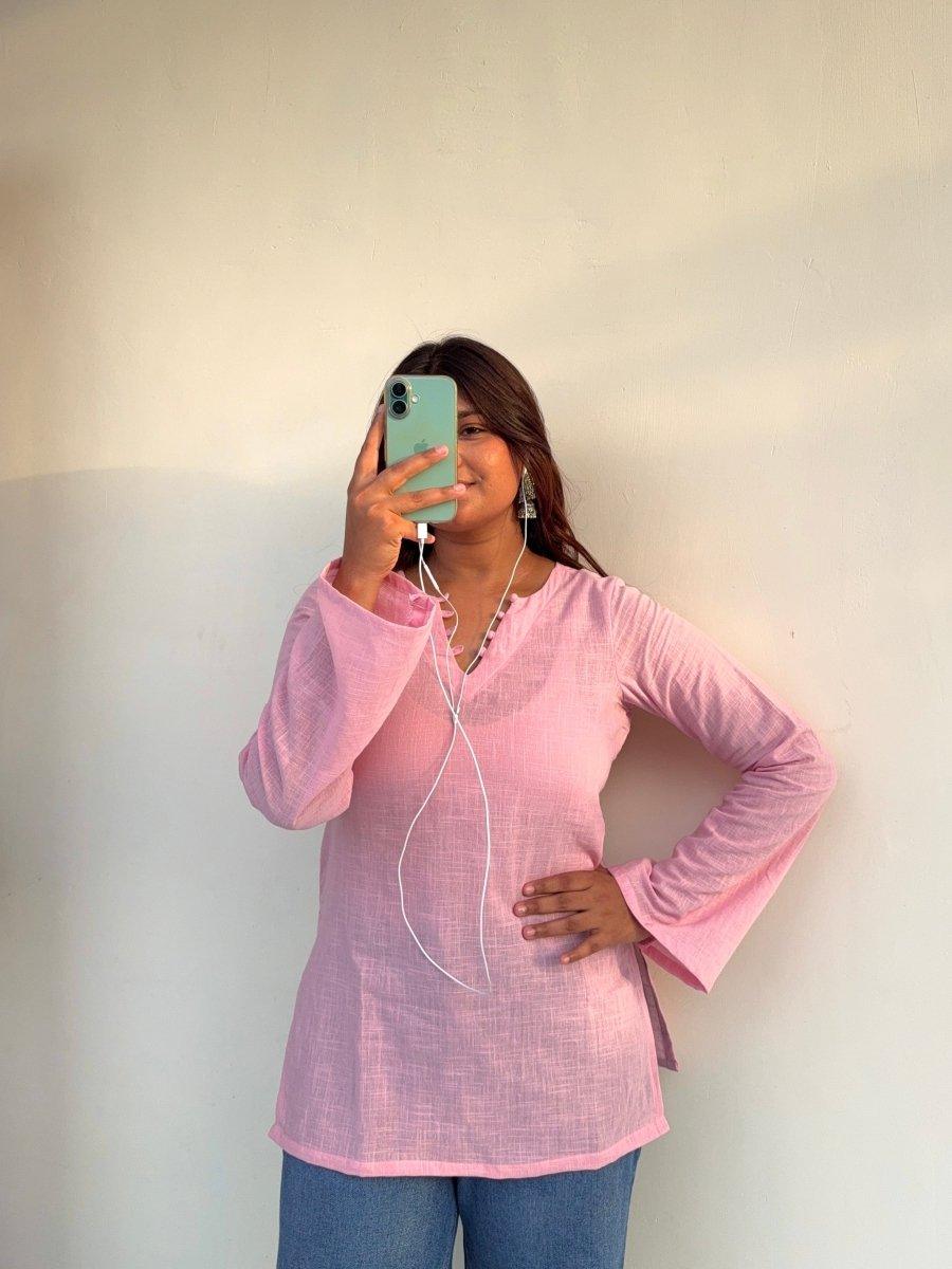 Plain pink kurti 💕 - Label Gulvi