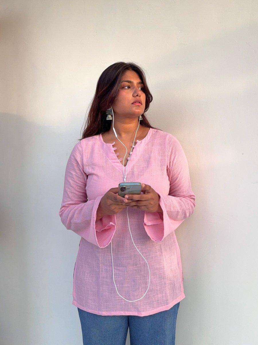 Plain pink kurti 💕 - Label Gulvi