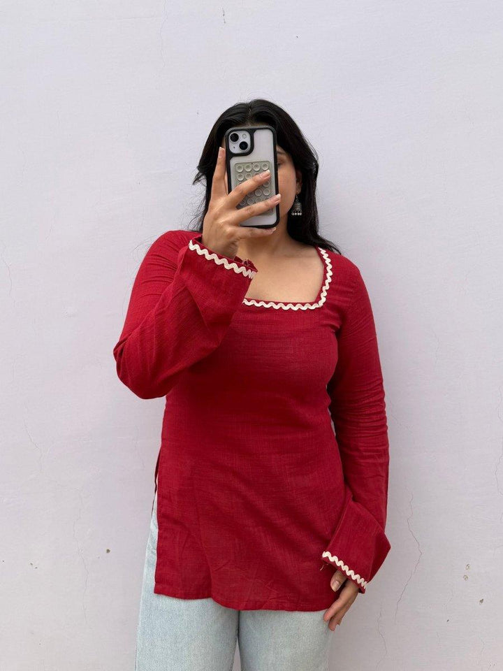 RED CORSET BACK KURTI 🍒 - Label Gulvi