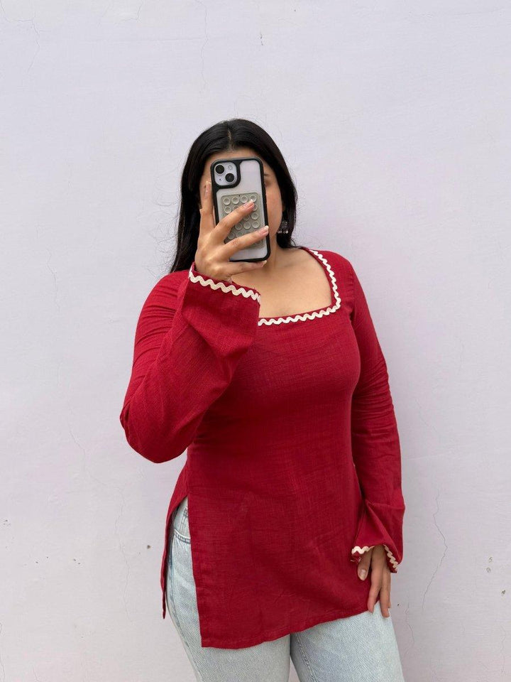 RED CORSET BACK KURTI 🍒 - Label Gulvi