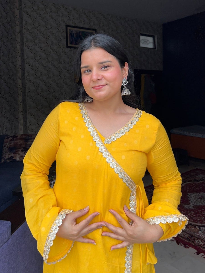 Yellow angarkha kurti 🌙 - Label Gulvi