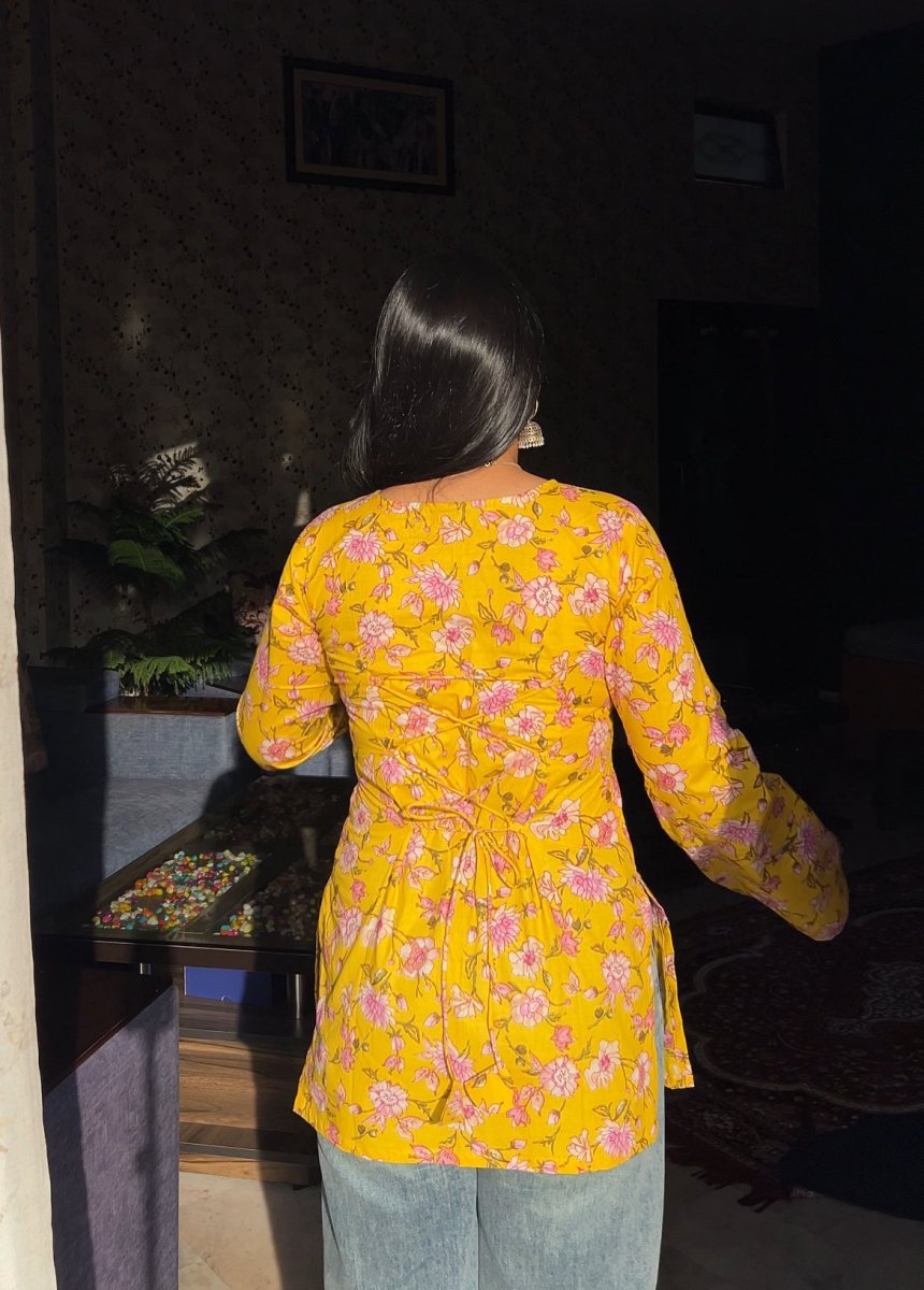 Yellow corset back kurti✨ - Label Gulvi